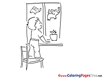 Window Coloring Pages for free Kindergarten
