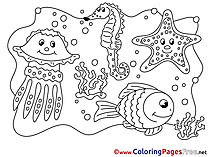 Animals in the Ocean free printable Coloring Sheets