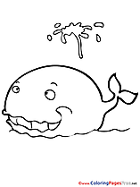 Geyser Whale for Kids printable Colouring Page