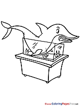 Shark in Aquarium download printable Coloring Pages