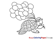 Turtle Kids free Coloring Page