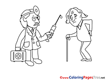 Old Man Doctor free printable Coloring Sheets