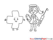 Syringe Nurse free Colouring Page download