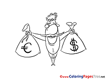 Bags Money Colouring Sheet download free