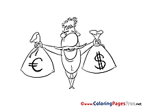 Bags Money Colouring Sheet download free