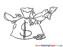 Bird Dog Bag Money download Colouring Sheet free