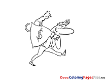 Cat Man Money Children Coloring Pages free