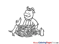 Dog Money Colouring Page printable free