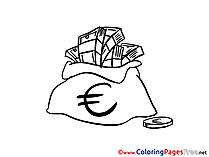 Euro Bag Money free Colouring Page download