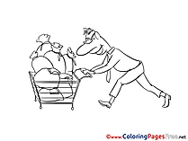 Trolley Money Colouring Sheet download free