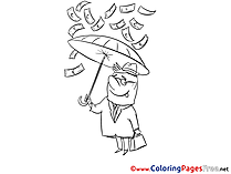 Umbrella Money Man download printable Coloring Pages