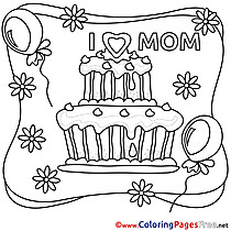 Cake free Colouring Page Mother's Day