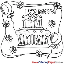 Cake free Colouring Page Mother's Day