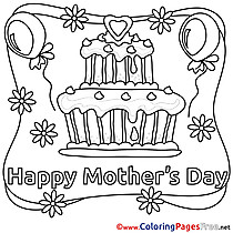 Cake Mother's Day Colouring Sheet free