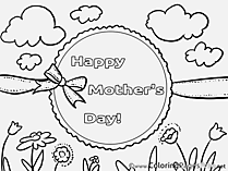 Clouds Flowers free Colouring Page Mother's Day