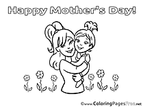 Daughter Flowers Mom Coloring Sheets Mother's Day free