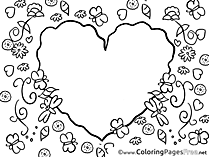 Flowers Heart Mother's Day Coloring Pages download