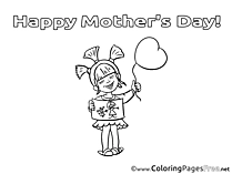 Gift Girl Mother's Day free Coloring Pages