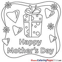 Gift Hearts Colouring Page Mother's Day free