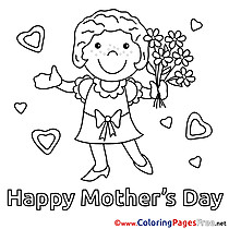 Girl  Felicitation free Mother's Day Coloring Sheets