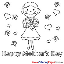 Girl Gift Flowers printable Coloring Pages Mother's Day