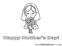 Mom Flowers Children Mother's Day Colouring Page