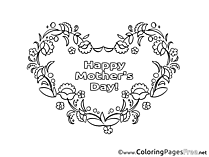 Mother's Day Heart Flowers Colouring Sheet free