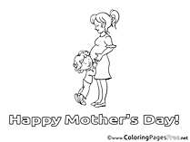 Pregnancy Mother's Day Coloring Pages free