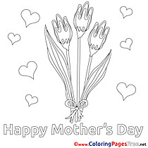 Tulips download Mother's Day Coloring Pages