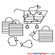 Supermarket Fruits Kids free Coloring Page