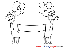 Giraffes Banner Office Colouring Sheet download free