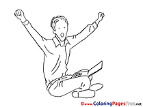 Laptop Man for Kids printable Office Colouring Page