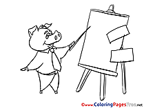 Piggy Office for free Coloring Pages download