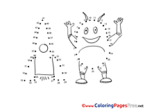 Alien Rocket Painting by Number Coloring Pages free