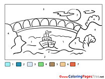 Bridge River Colouring Sheet Painting by Number