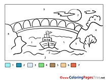 Bridge River Colouring Sheet Painting by Number