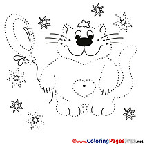 Cat Painting by Number Colouring Sheet free
