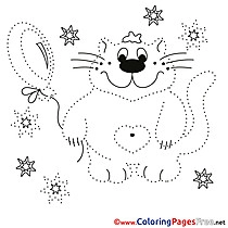 Cat Painting by Number Colouring Sheet free
