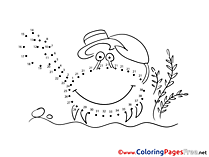 Crab Kids Painting by Number Coloring Page