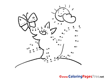 Fox Butterfly Kids Painting by Number Coloring Pages