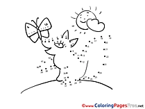 Fox Butterfly Kids Painting by Number Coloring Pages