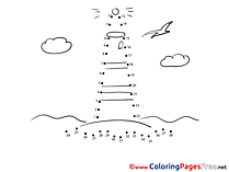 Lighthouse  Painting by Number Coloring Pages