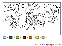 Park Painting by Number Coloring Pages download