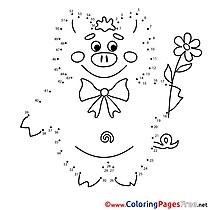 Pig Painting by Number free Coloring Pages