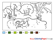 Pond Painting by Number Colouring Sheet free