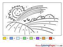 Rainbow Field free Painting by Number Coloring Sheets