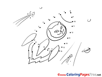 Rocket Cat free Painting by Number Coloring Sheets