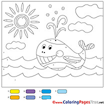 Sea Whale Colouring Page Painting by Number free