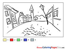 Street printable Painting by Number Coloring Sheets