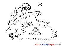 Trees Meadow free Colouring Page Painting by Number